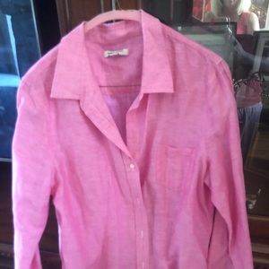 Linen Banana Republic pink button-down shirt